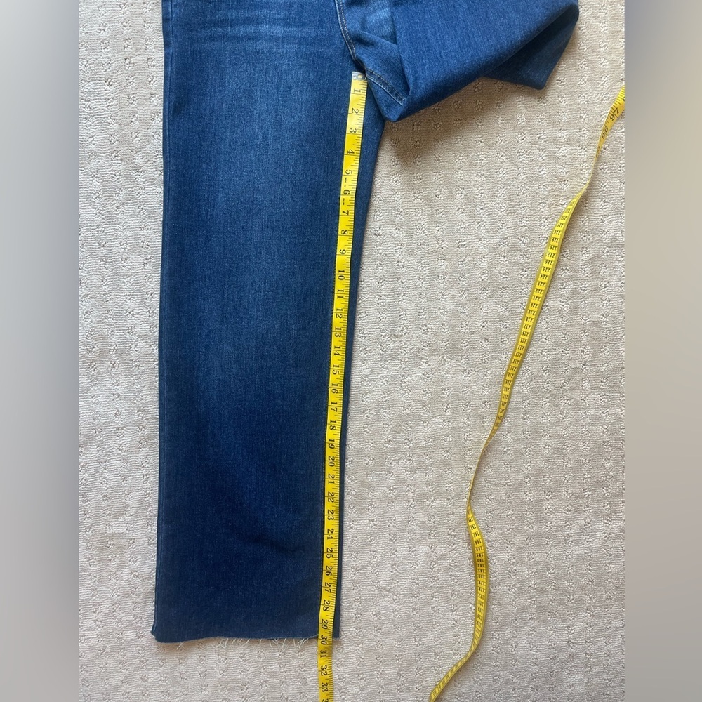 OAT‎ New York High Rise Wide Leg Denim Trouser, Rhinestone Detail, Raw Hem, Sz 2 - Picture 15 of 16
